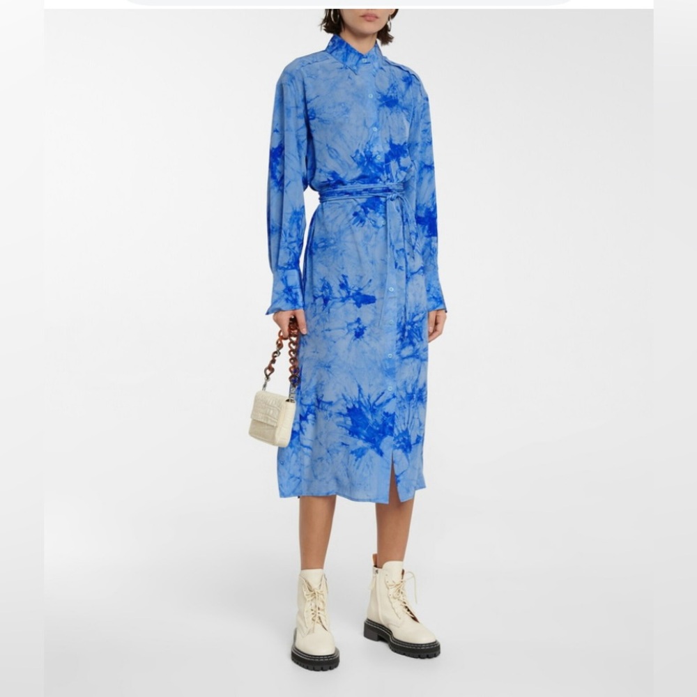 Proenza Schouler white label tie dye silk shirt dress missing belt